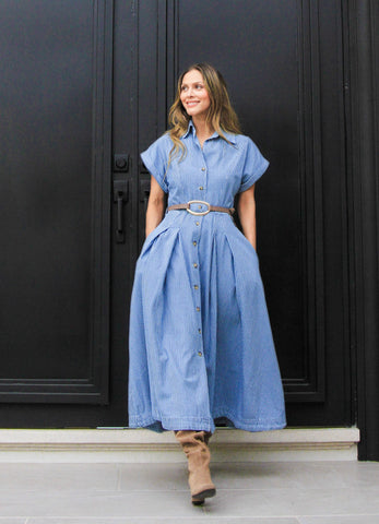 Vestido Midi Denim Líneas