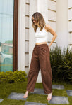 Pantalón Barrel Suede